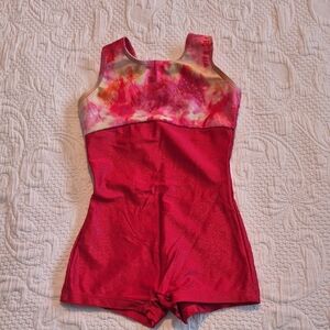 Perfect Balance child large dance or gymnastics leotard red yellow VGUC